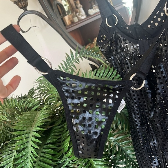 Brand New Escante Black Bondage Lingerie Thong Panty Collar Tight Cut Out - Picture 6 of 15